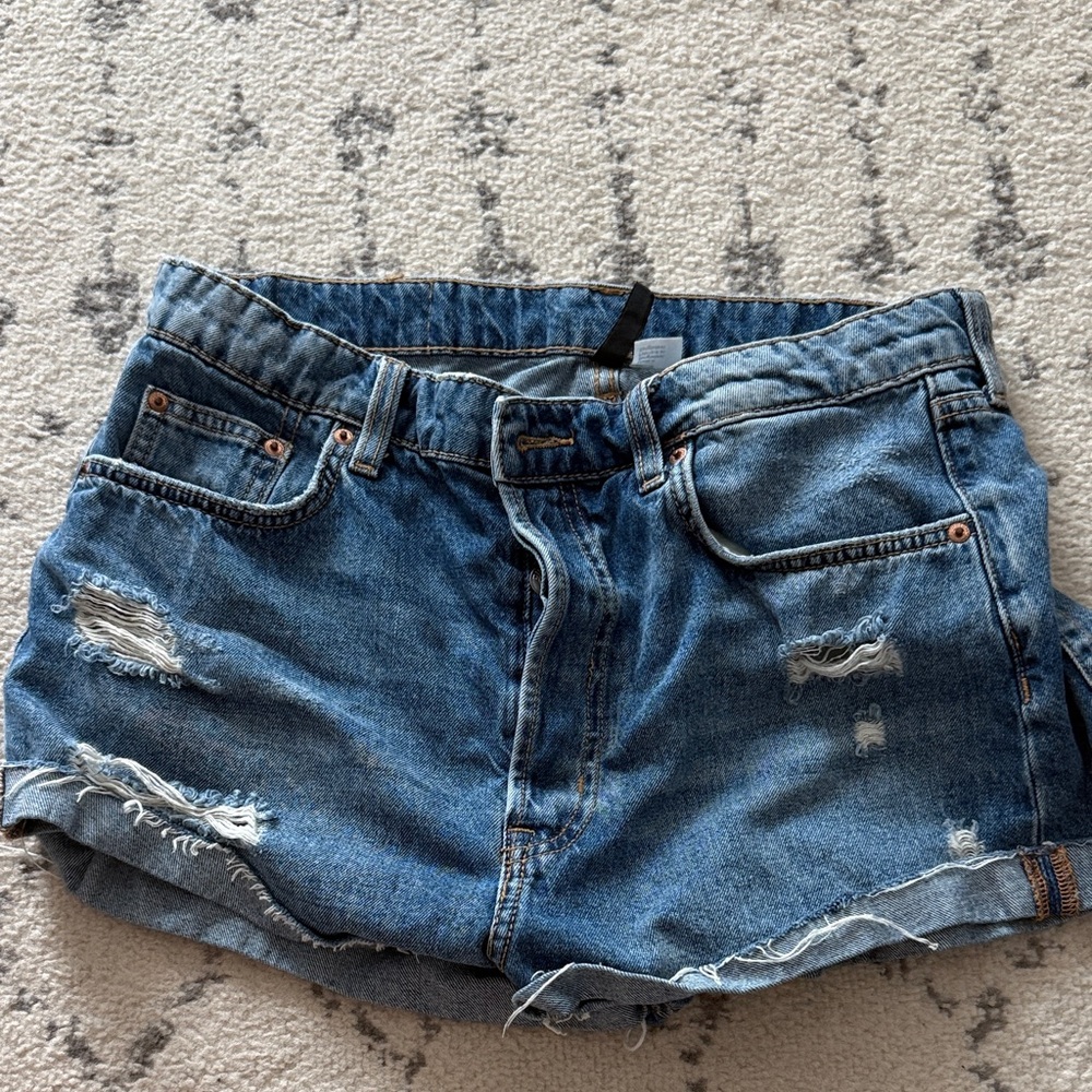 H&M Distressed Blue Denim Cutoff Shorts